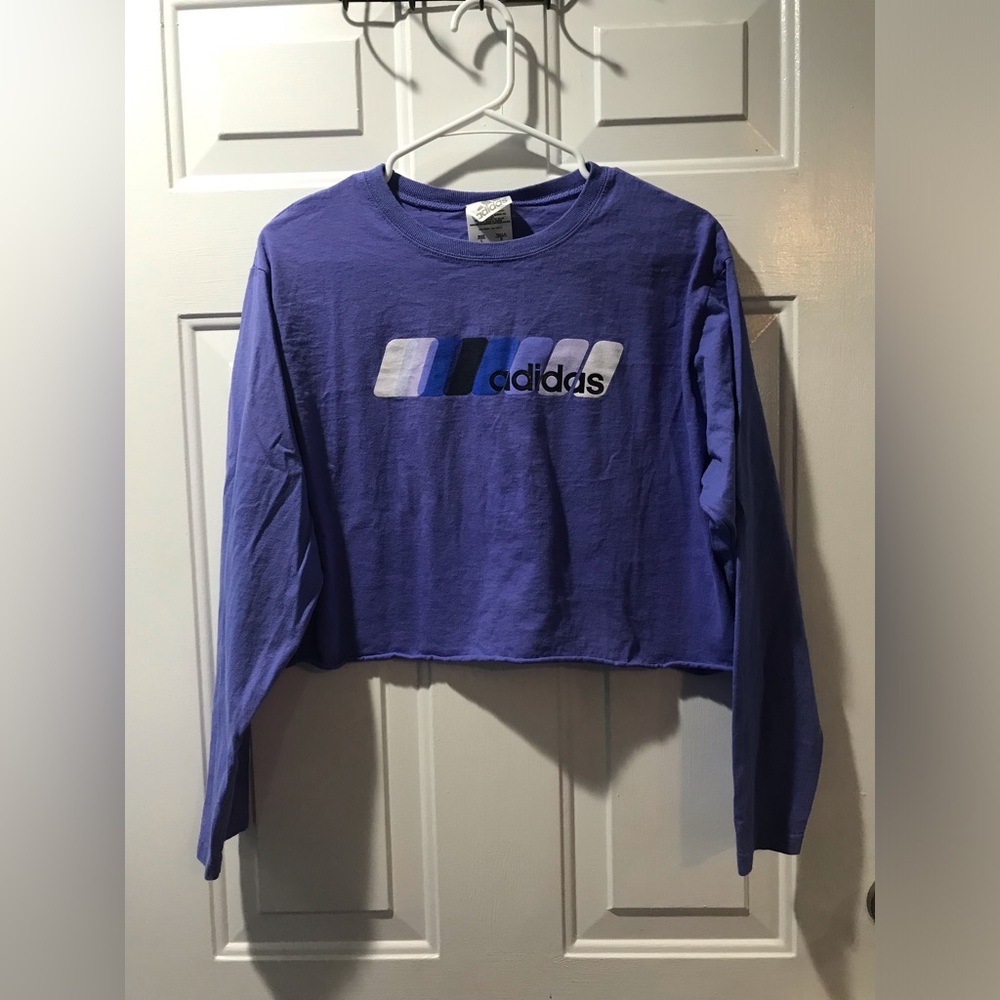 21. Adidas Purple Cropped Long Sleeve Shirt sz large